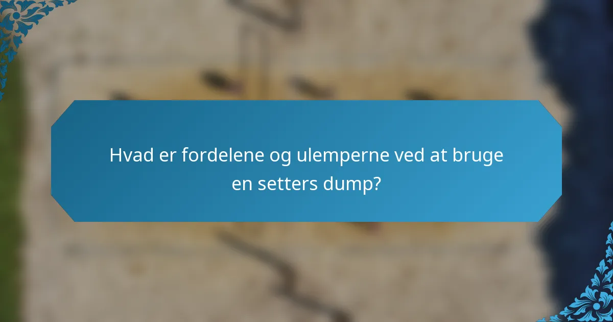 Hvad er fordelene og ulemperne ved at bruge en setters dump?